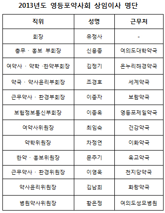 영등포구약, 부회장 5명·상임위원장 6명 선임