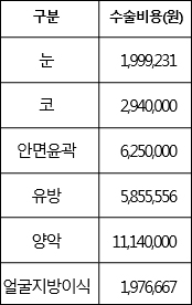성형수술비 양악이 '최고'…평균 1114만원