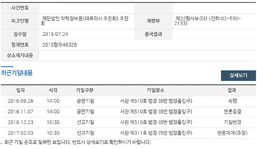최순실 재판부, 약정원-IMS 판결 무기한 연기