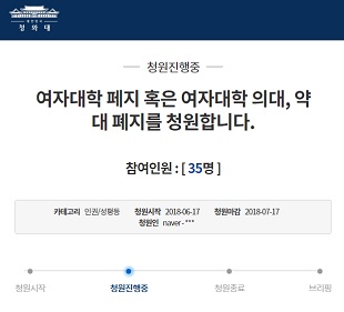 청와대 청원에 서울지역 여약대 폐지 주장도 등장