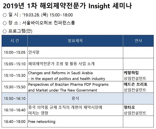해외 전문가가 전하는 신흥 제약시장 최신 동향은?
