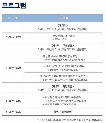 부산마퇴, 21일 '마약퇴치의날 심포지엄' 진행