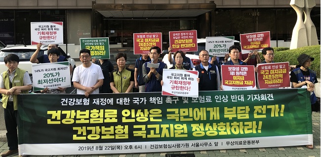 건정심 앞두고 시민단체 "건보 국고지원 정상화하라"