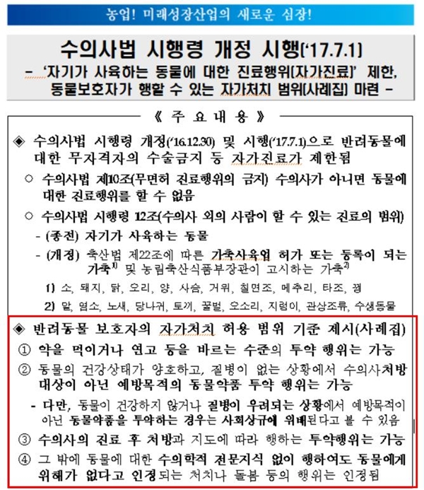 "예방목적 동물약 투약 가능하다던 농림부 입장 번복"