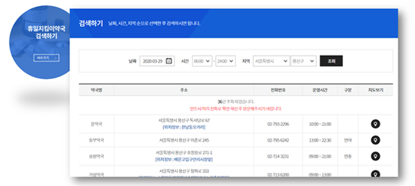 약정원, '휴일지킴이약국' 전용 서버 도입으로 검색 강화