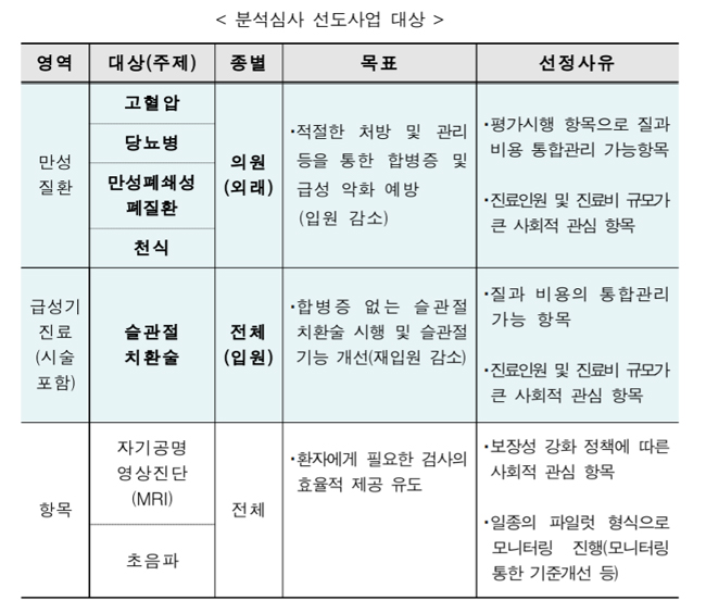 심평원, 주제별 분석심사 선도사업 기간 연장