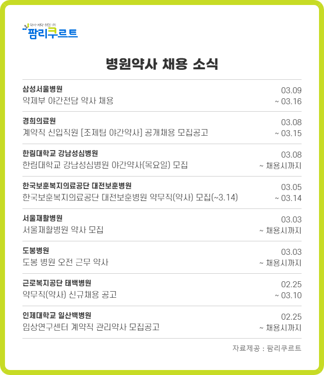 삼성서울병원 야간전담약사 채용...연봉 8000만원