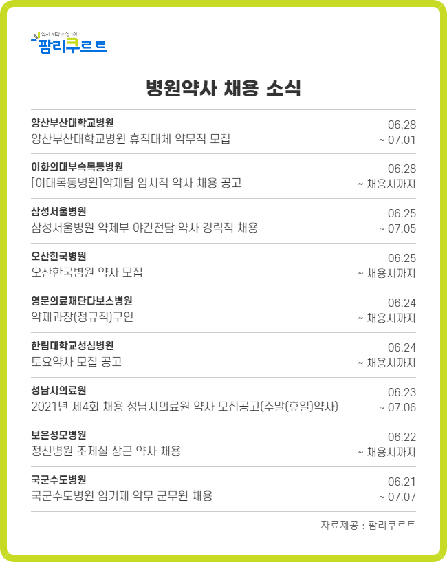 이대목동병원 주간 근무약사 채용...월급 460만원