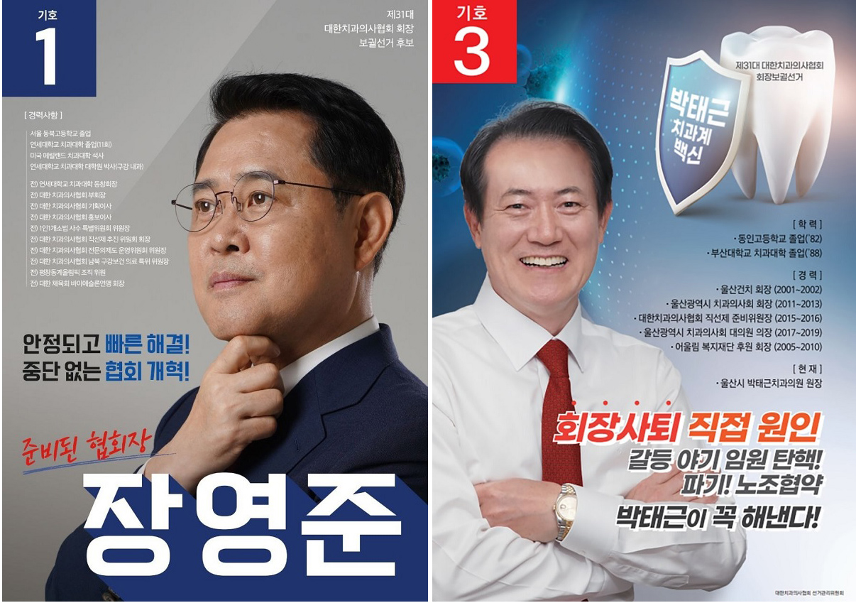치협회장 보궐선거, 박태근-장영준 후보 결선 진출