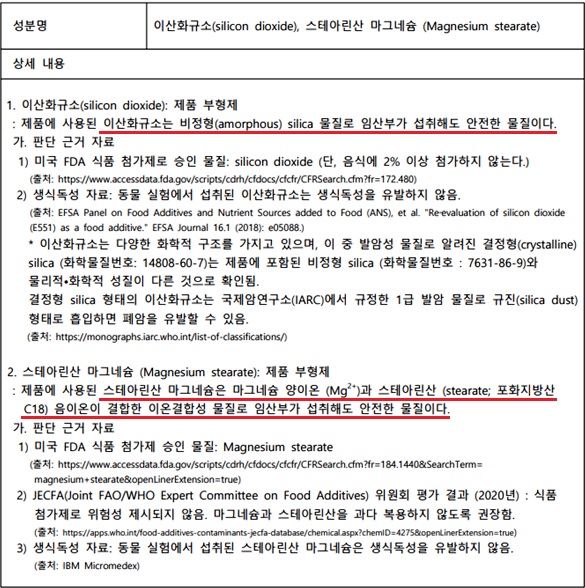 부형제 이산화규소, 임산부안전 획득…"괴담 사라져야"