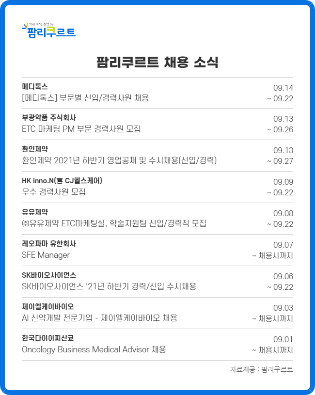 SK바사·메디톡스·이노엔 등 개발·영업·마케팅 대거 채용