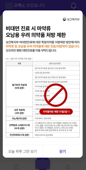 오늘부터 비대면 처방 제한...플랫폼 업체도 공지