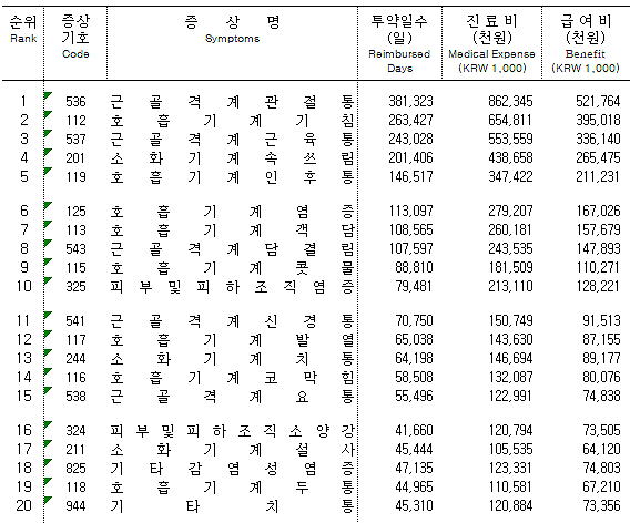 분업외지역 직접조제 '근골격·호흡기' 질환 투약 최다
