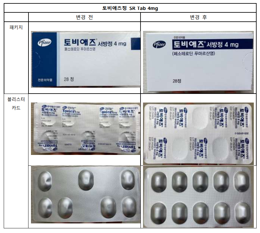 '불량약 누명' 토비애즈, 종전대로 포장 다시 바꾼다