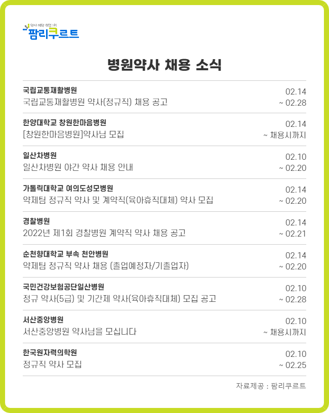 경찰병원 경력직 야간약사 채용...연봉 8000만원 