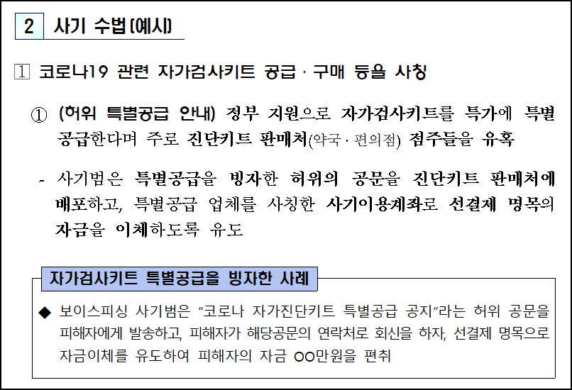 금감원 "키트 미끼로 약국·편의점 유혹"...보이스피싱 주의보