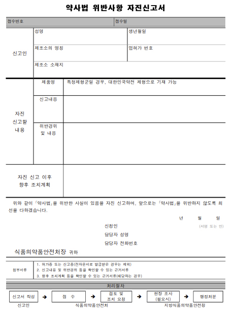 제약사 약사법 위반 자진신고 하면 행정처분 감경