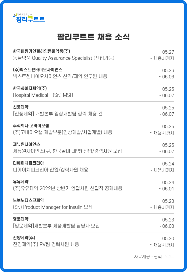 유유·제뉴원·DHP 등 국내 제약바이오 기업 채용 '활발'