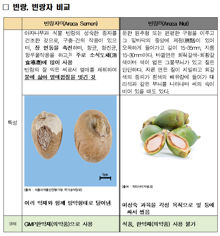 한의협 "중국산 식품 '빈랑' 한약재 아니다…빈랑자와 달라"
