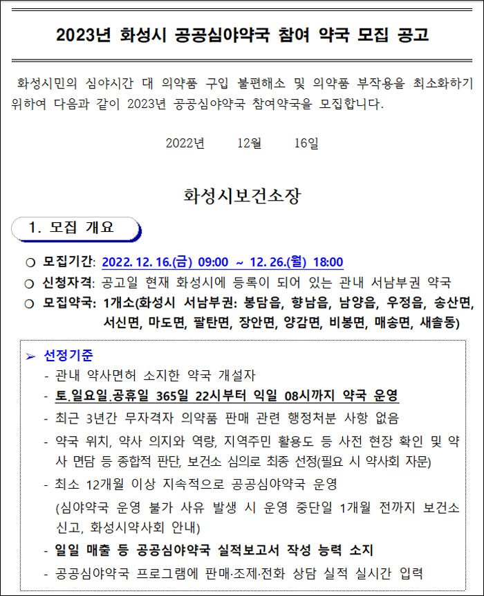월 1320만원 지급...경기 화성의 공공심야약국 실험