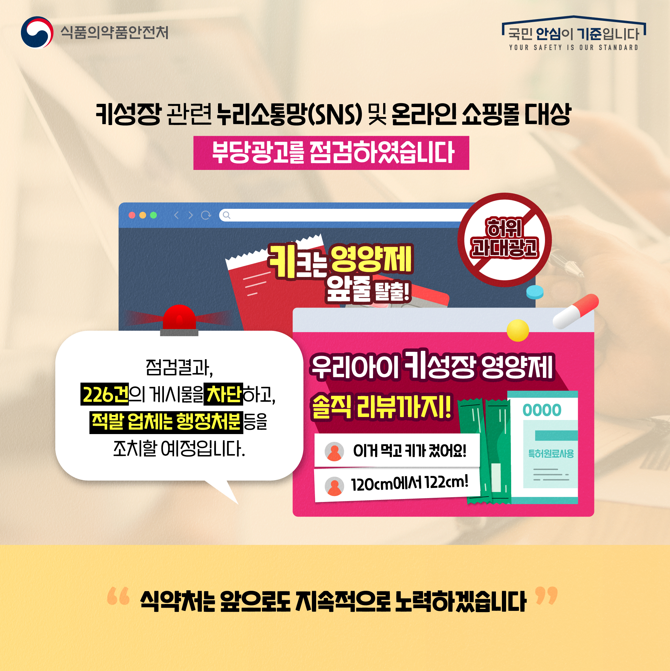어린이 키성장 불법 광고 '주의'...건식 혼동 226건 적발