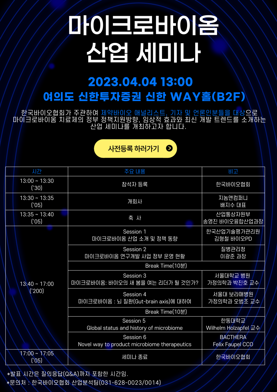 바이오협회, 내달 4일 마이크로바이옴 활성화 세미나