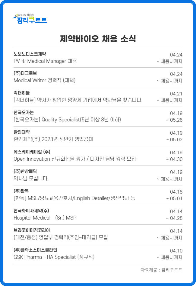 한독·환인·노보 등 수시채용...연구·RA·영업 인재 모집