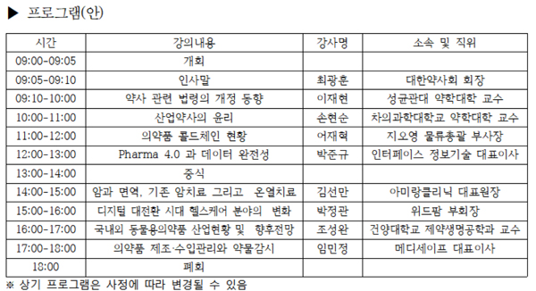 약사회, 25일 의약품 제조·수입업체 관리약사 연수교육