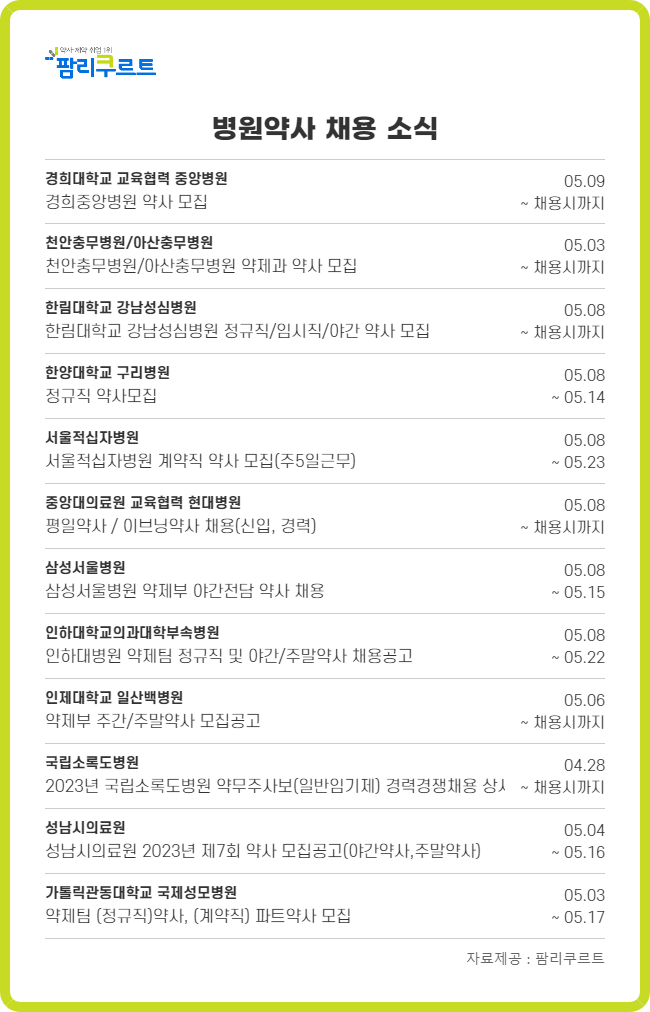 "야간전담 약사 모셔요"...삼성서울병원·성남의료원 모집중 