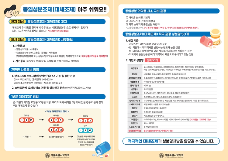 서울시약, 대체조제 활성화 위해 연수교육 강사 파견