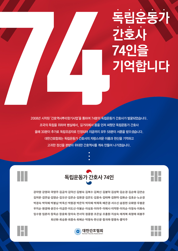 간협 "독립운동 간호사 74인 기억하겠습니다"
