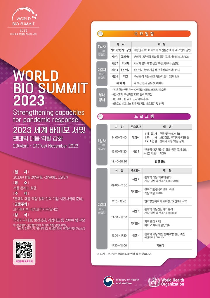 전 세계 바이오 리더 서울로…20~21일 바이오 서밋