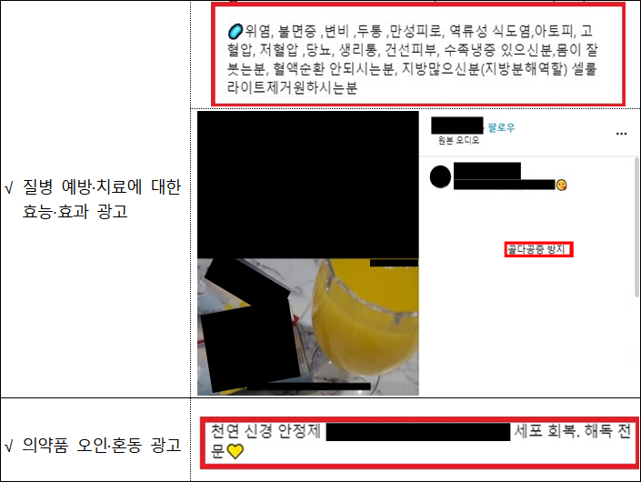 식약처, 인스타 등 건기식 부당광고 계정 운영자 적발