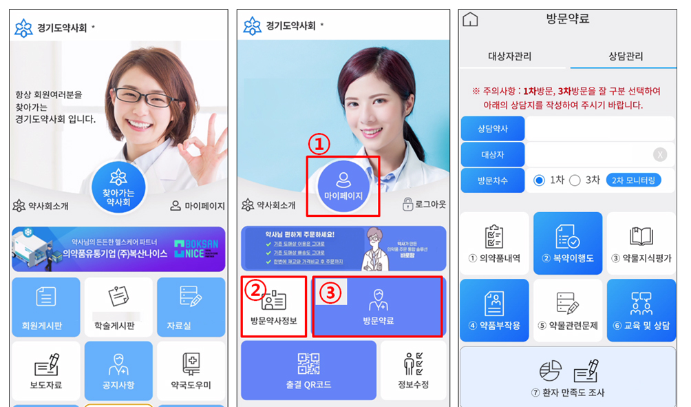 경기도약, 방문약료 상담 서식지 온라인 시스템 구축