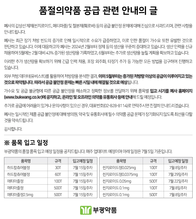 국가필수약 '레보티록신' 품절...식약처, 행정지원 검토