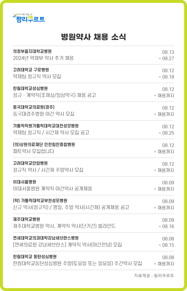 "야간근무 약사 구해요"...이대서울·동국대의료원 채용중