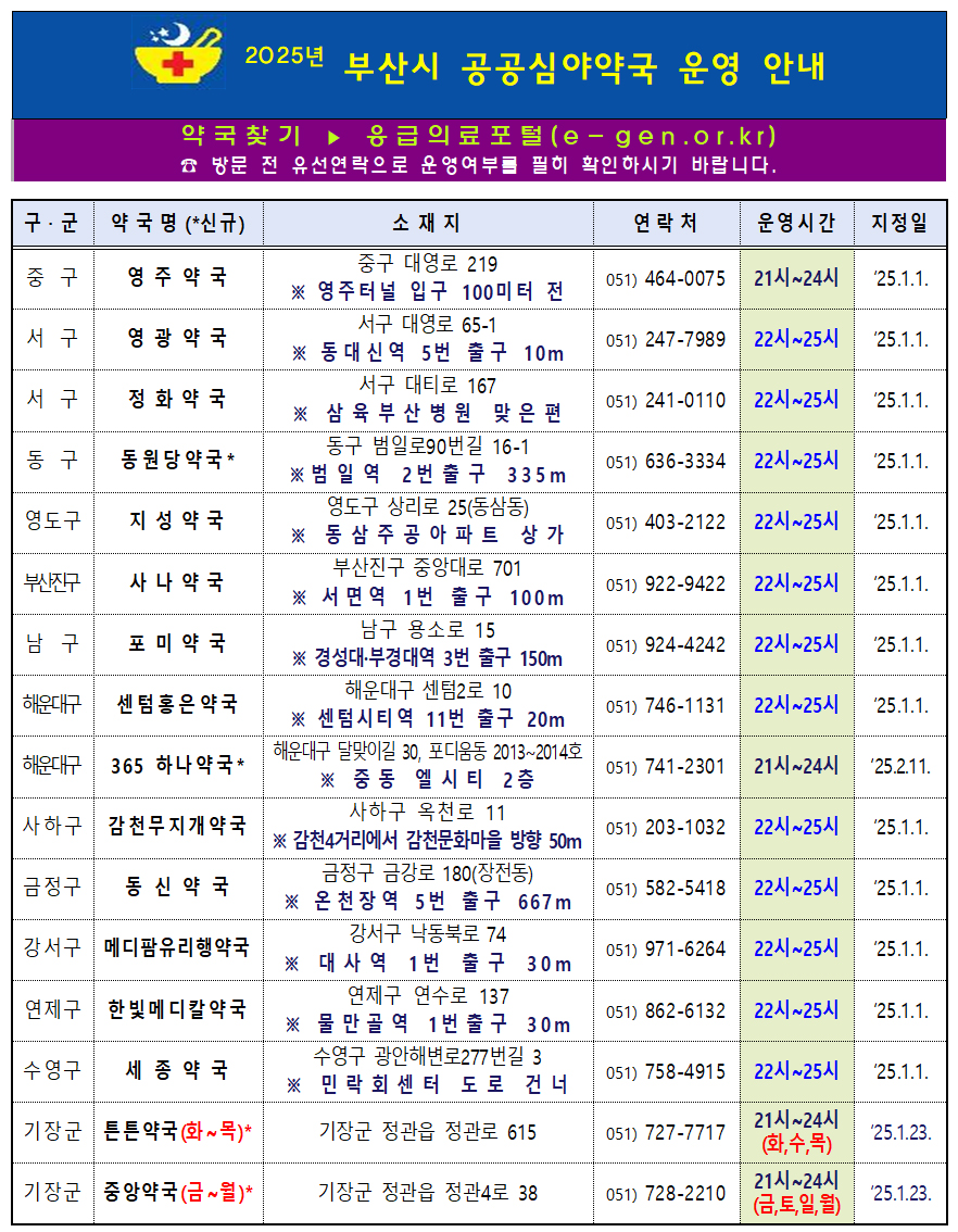 지자체형·정부형 통합…부산시, 공공심야약국 확대