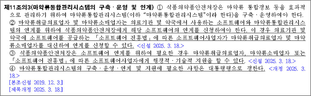 6월 마약류관리법 시행…약국·병의원 청구SW-마통 연계 