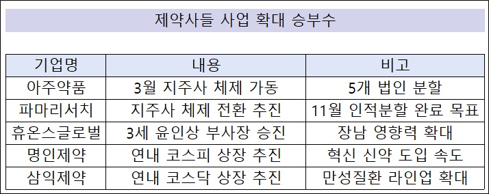'지주사·승계·상장' 제약사들의 각양각색 승부수