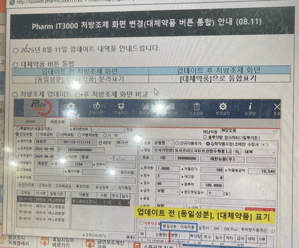 약정원은 왜 청구SW 대체조제 표기를 통합했나